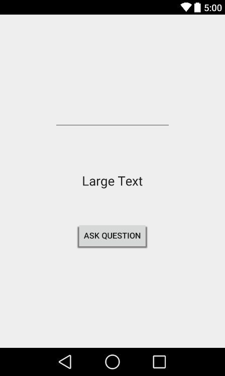 The Android Studio UI layout for the first activity in an explicit Intent example