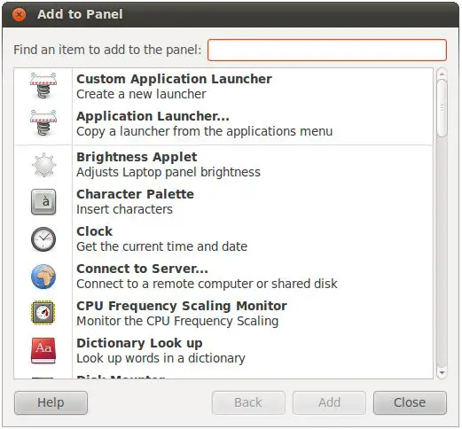 Adding widgets/apps to an Ubuntu 10.10 desktop panel