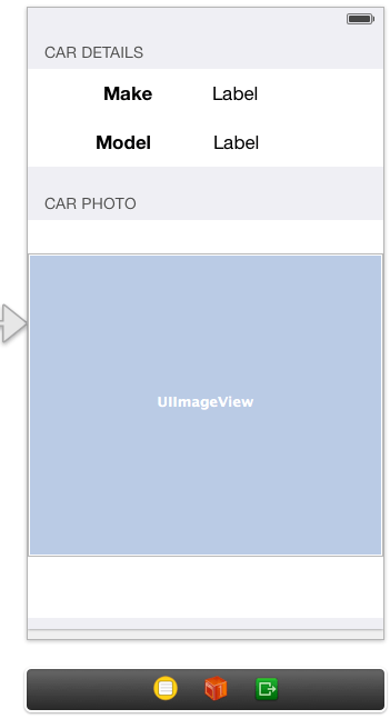 The user interface layout for an iOS 7 static TableView example