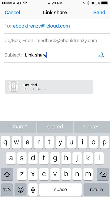 Sending a CloudKit share link