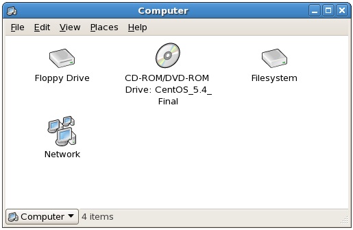 The Centos File Manager Computer screen