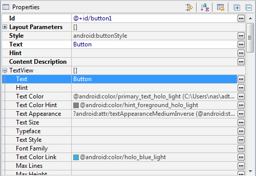 The Eclipse Android Property Sheet