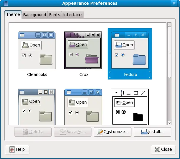 Fedora GNOME Desktop Theme Preferences