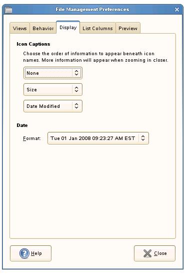 Setting icon caption options