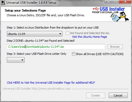 Creating an Ubuntu 11 installation USB flash drive with Pendrive Linux
