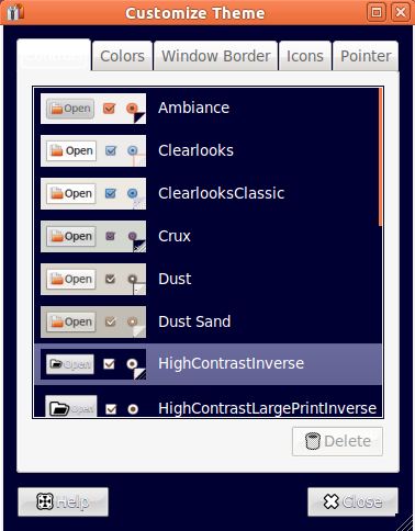 A high contrast theme element selected for Ubuntu 11.04 Unity
