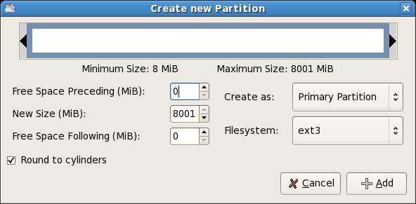 Fedora linux gparted create new partition.jpg