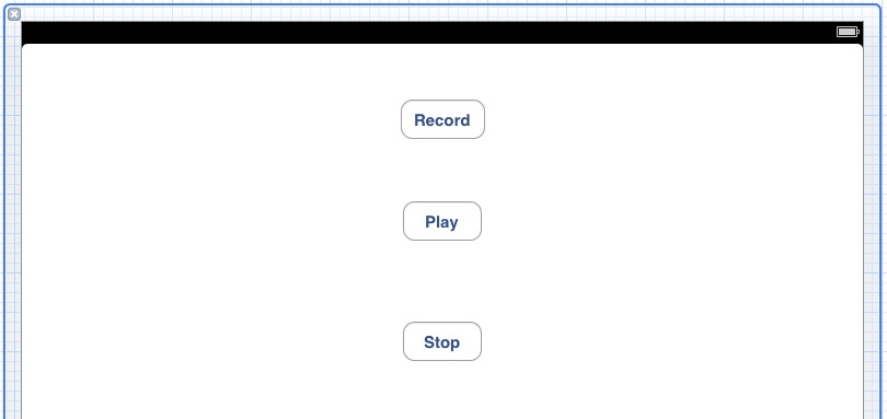The UI of an iPad iOS 5 audio recording app