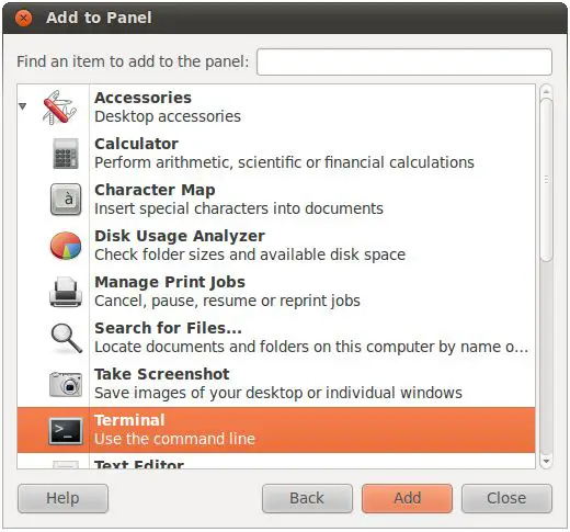 Adding an item to an Ubuntu 10.10 desktop panel
