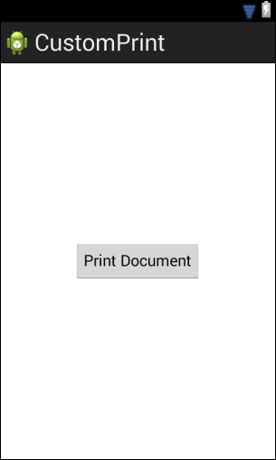 The user interface layout for the ANdroid custom document printing example