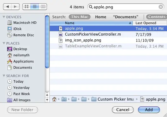 Adding an image file to the resources of an Xcode project