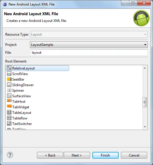 Adding an XML layout file to an Android Activity