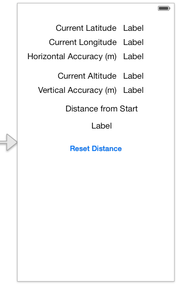 The user interface layout for an iOS 7 location example app