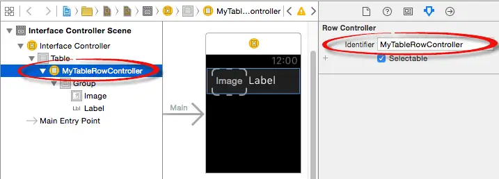 Changing the row controller identifier