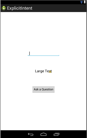 The user interface for an Android Explicit Intent example