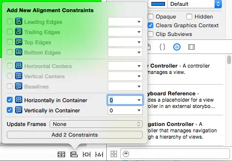 Xcode 7 set center alignment.png