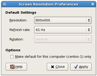 Configuring the CentOS GNOME desktop screen resolution