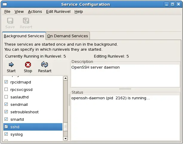 Configuring the SSH service on RHEL 5