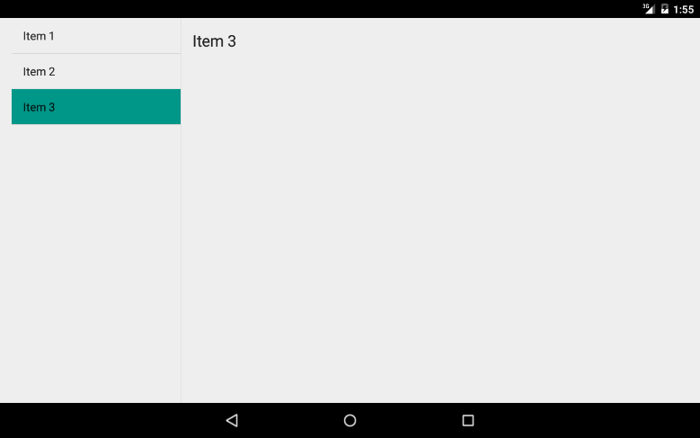 Master/Detail flow on a large Android screen