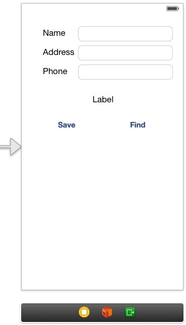 The user interface layout for an iOS 7 SQLite example app