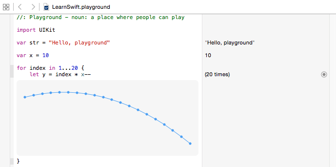 Xcode 6.3 inline playground results