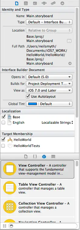 The Xcode 5 Utilities panel