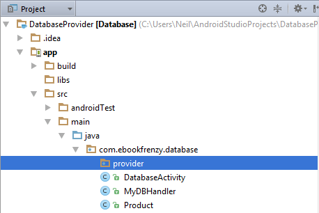A new package added to an Android Studio project
