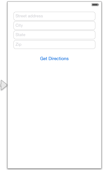 The user interface design for an iOS 7 MKMapITem example app