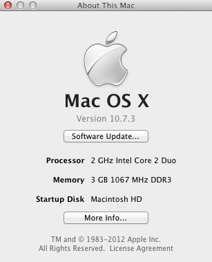 The Mac OS X "About this Mac" dialog
