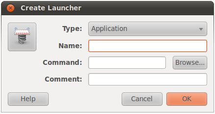 The Ubuntu 10.10 desktop create launcher dialog