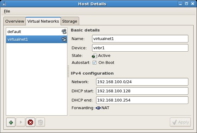 Reviewing the details of a new RHEL Xen virtual network