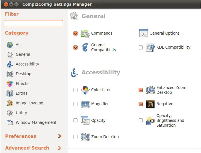 The Ubuntu 10.10 ConfigCompiz screen