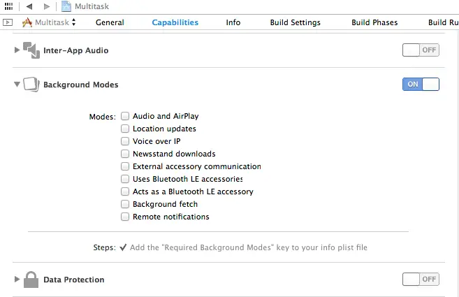 Enabling background modes in iOS 7