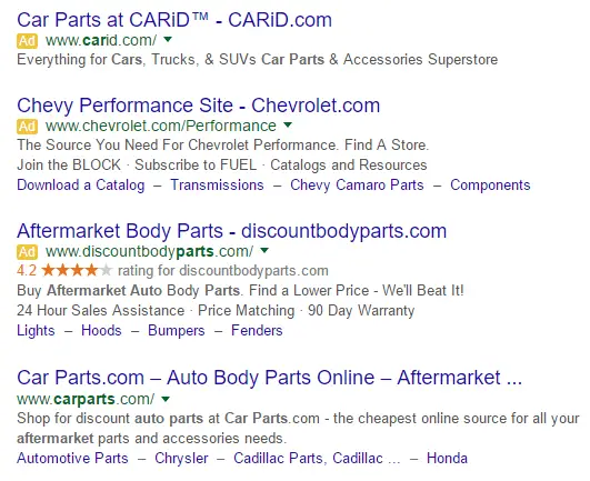 A Native advertising search ads example