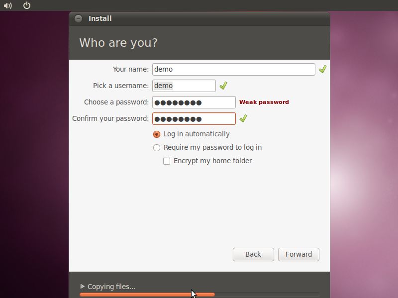 Ubuntu 10.10 creating first user account