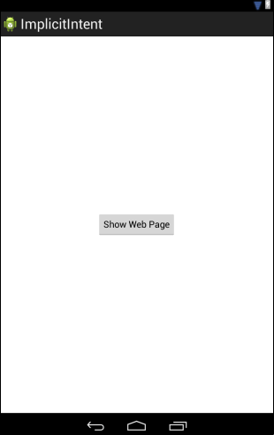 The user interface for an Android Implicit Intent example