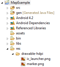 Adding an Amazon Maps marker image to an Eclispe project