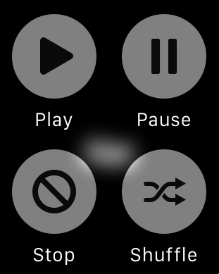 A WatchKit context menu example running