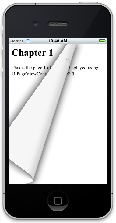 An example iPhone iOS 5 UIPageViewVontroller application running