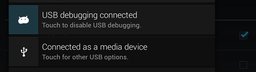 Android device connected notification