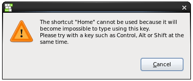 CentOS 6 invalid keyboard shortcut