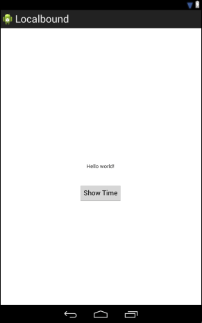 The UI for an example Android Local Bound Service app