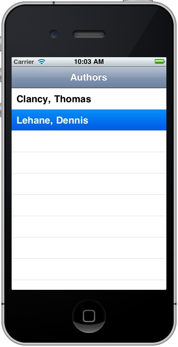 A tableview in an iOS 4 iPhone app