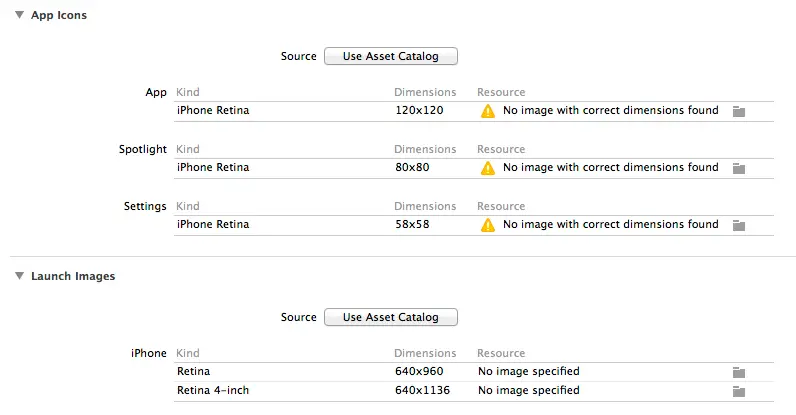Configuring app launch images in Xcode 5