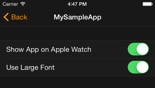 A custom setting in the Apple Watch App