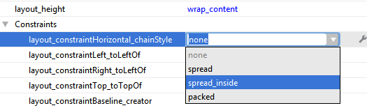 Setting the chain style in the properties panel