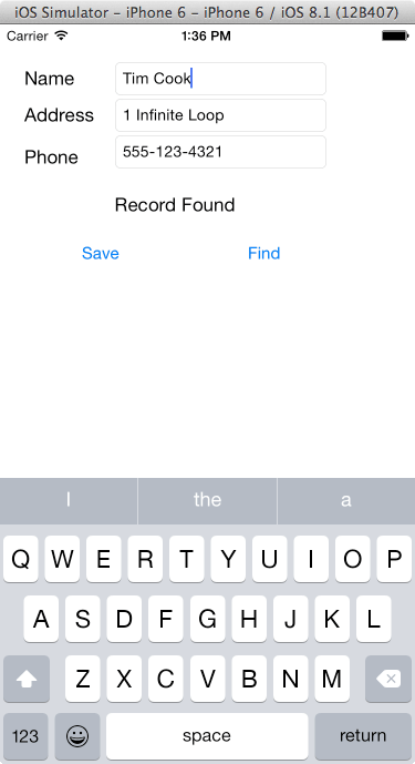 Ios 8 sqlite demo running.png