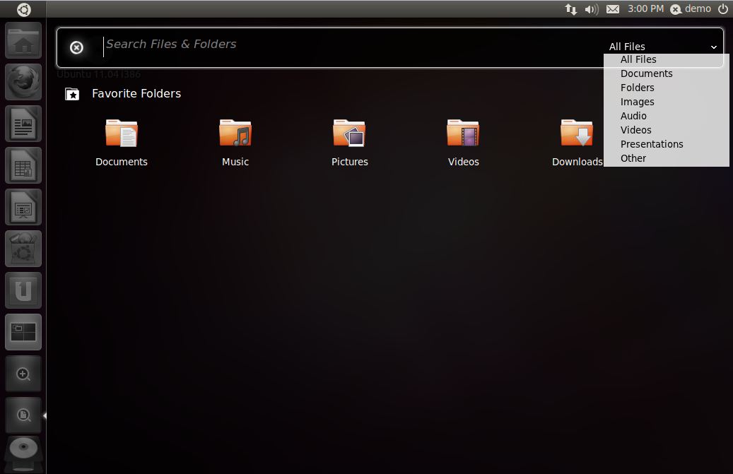 Searching for files in Ubuntu 11.04 Unity