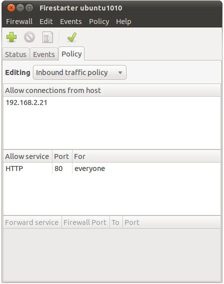 Ubuntu 10.10 inbound policy rules