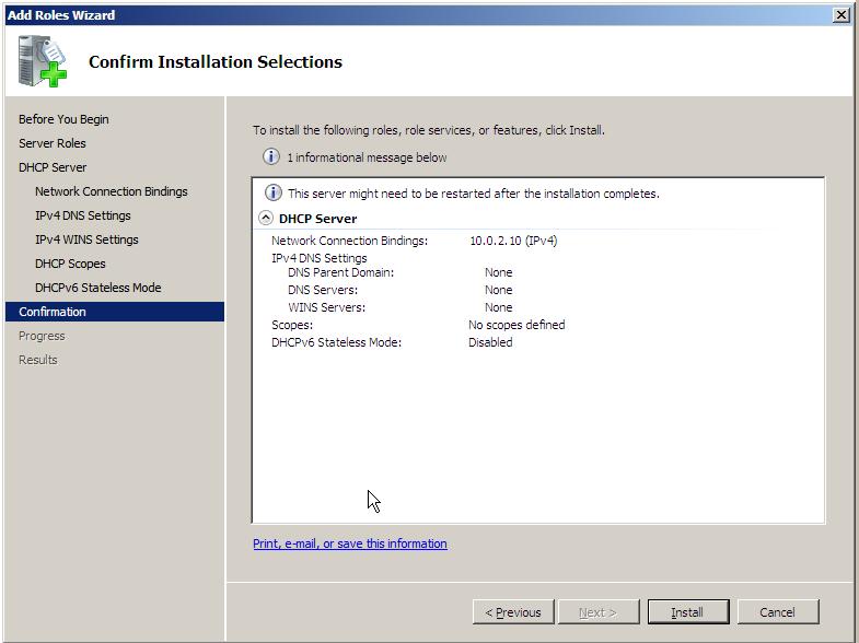 configuration du serveur dhcp dans le serveur d'hébergement Internet Windows 2008 r2 pdf
